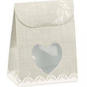 Sacchetto con finestra a cuore linea rose 60x35x80 mm - 7 pz