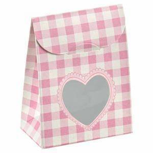 Sacchetto con finestra a cuore teddy bear rosa 60x35x80 mm - 10 pz