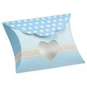 Busta con finestra a cuore star azzurro 80x85x30 mm - 10 pz