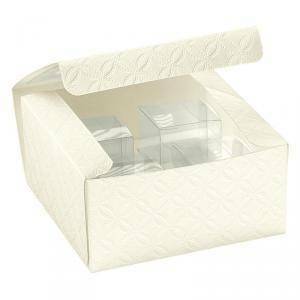 Kit scatola pratica con finestra matelasse bianco - 120x120x60 mm