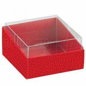 Scatola duo porta confetti pelle rosso 60x60x30 mm - 5 pz