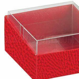 Scatola duo porta confetti pelle rosso 60x60x30 mm - 5 pz