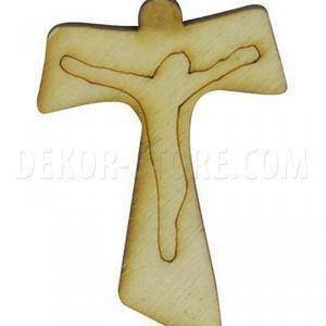 Croce tao in legno naturale - 2,5 x 3,5 cm