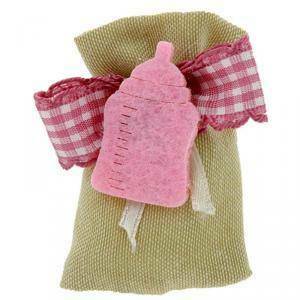 Portaconfetto mignon con tirante in cotone beige -  5 x 3 cm