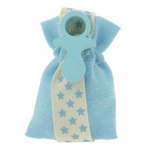 Portaconfetto mignon con tirante in cotone azzurro -  5 x 3 cm