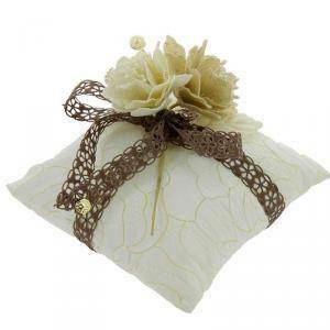 Cuscino portaconfetti in pelle bianco - 12 x 12 cm