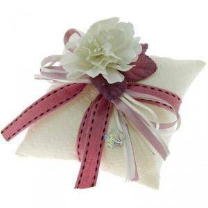 Cuscino portaconfetti rombi crep panna - 12 x 12 cm