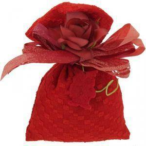 Bustina rombi crep rosso - 8 x 12 cm