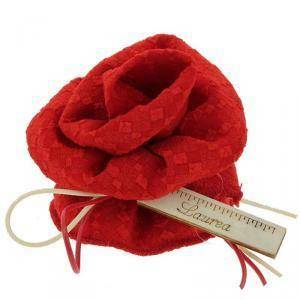 Rosa decorativa rombi crep rosso - 7 cm