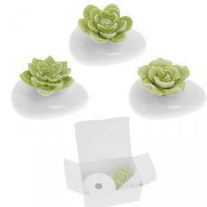 Profumatore sasso piccolo con fiore verde  - 8 x 4 cm