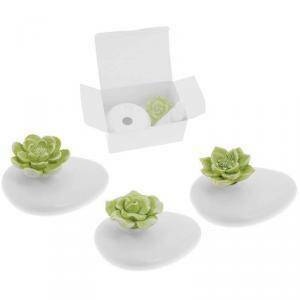 Profumatore sasso grande con fiore verde - 12 x 5 cm