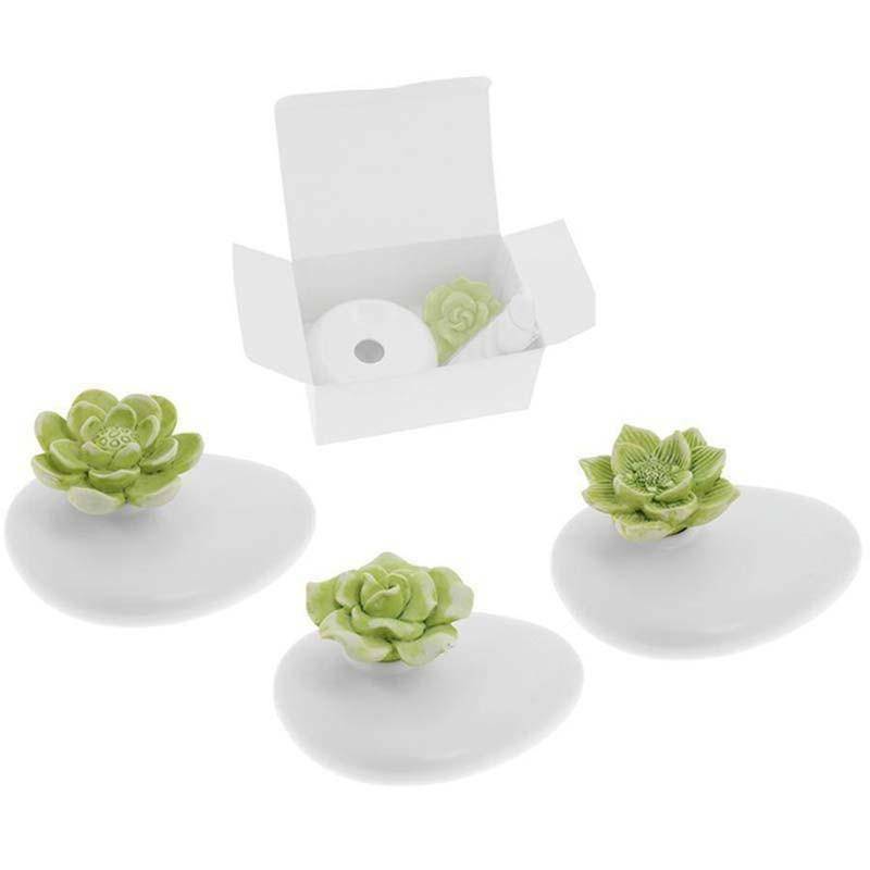 sud time profumatore sasso grande con fiore verde - 12 x 5 cm