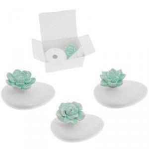 Profumatore ambiente 12 x 5 cm sasso grande con fiore e astuccio - tiffany