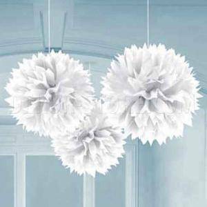 Decorazione pendente fluffy set 3 pezzi 41 cm - bianco