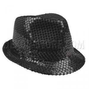 Cappello popstar con paillettes - nero