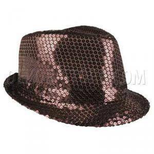 Cappello popstar con paillettes - marrone