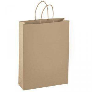 Shopper 270x90x380mm con cordino per tre bottiglie avana