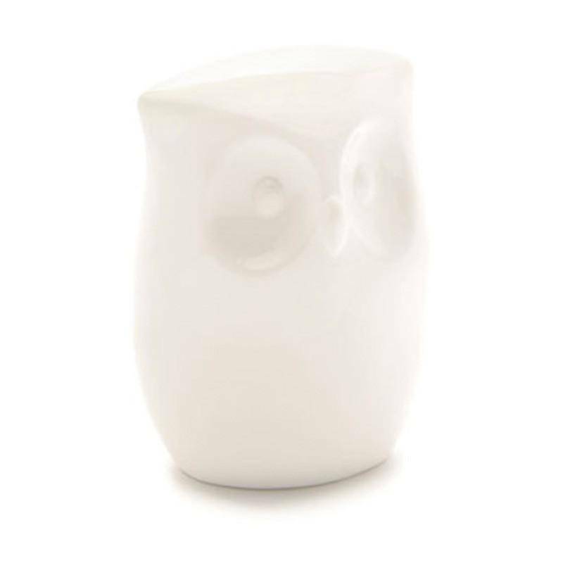 bruco - pot & co. gufetto leo in ceramica bianco - 9 x 12 cm