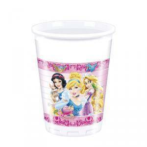 Bicchiere plastica 200 ml principesse e animali - 8 pezzi