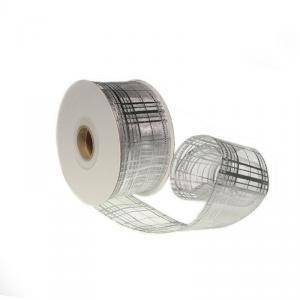 Nastro in organza a quadri argento - 40 mm x 20 yd