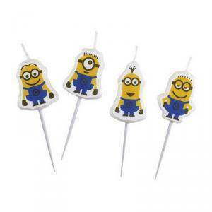 Set 4 candele 3 x 2,5 cm - minions