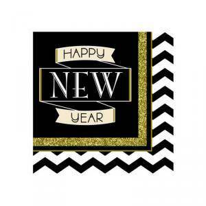 Tovaglioli carta 33x33cm happy new year - 16 pezzi