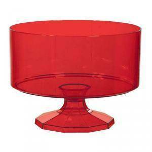 Contenitore in pvc tondo con alzata rosso - 18 cm