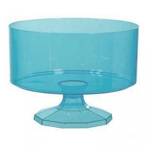 Contenitore in pvc tondo con alzata azzurro - 18 cm