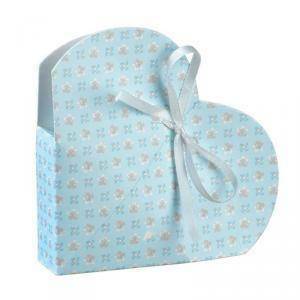 Cuore porta confetti bloom azzurro 50x25x90 mm - 10 pz