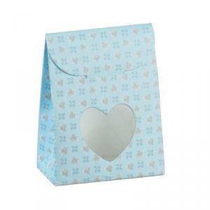 Sacchetto con finestra a cuore bloom azzurro 60x35x80 mm - 10 pz