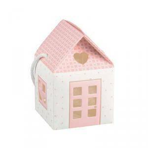 Casetta bloom rosa con cordini 80x80x80 mm - 4 pz