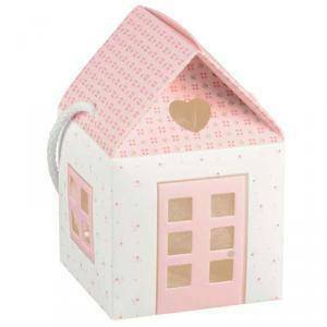 Casetta bloom rosa con cordini 100x100x100 mm - 2 pz