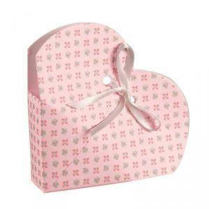 Cuore porta confetti bloom rosa 50x25x90 mm - 10 pz