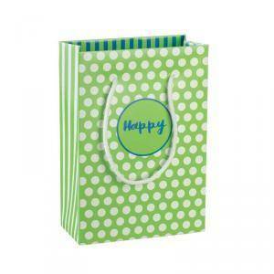 Shopper box 130x70x180 mm con cordino - happy verde/blu