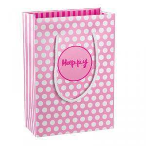 Shopper box 130x70x180 mm con cordino - happy rosa/fucsia