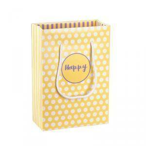 Shopper box 130x70x180 mm con cordino - happy giallo/lilla