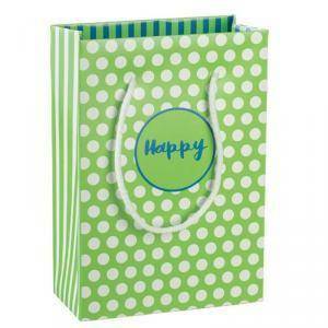 Shopper box 160x80x230 mm con cordino - happy verde/blu