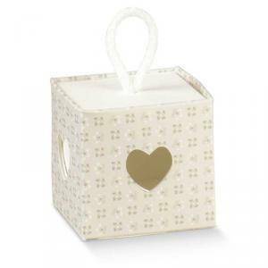 Cubo con cordino porta confetti bloom tortora 50x50x50 mm - 5 pz