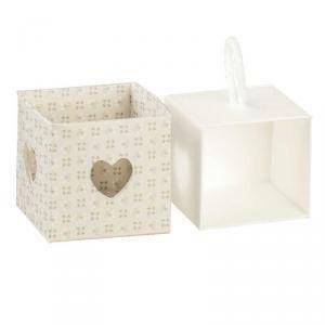 Cubo con cordino porta confetti bloom tortora 50x50x50 mm - 5 pz