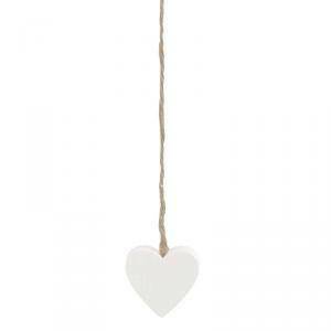 Cuore bianco in legno con cordino - 23 x 360 mm