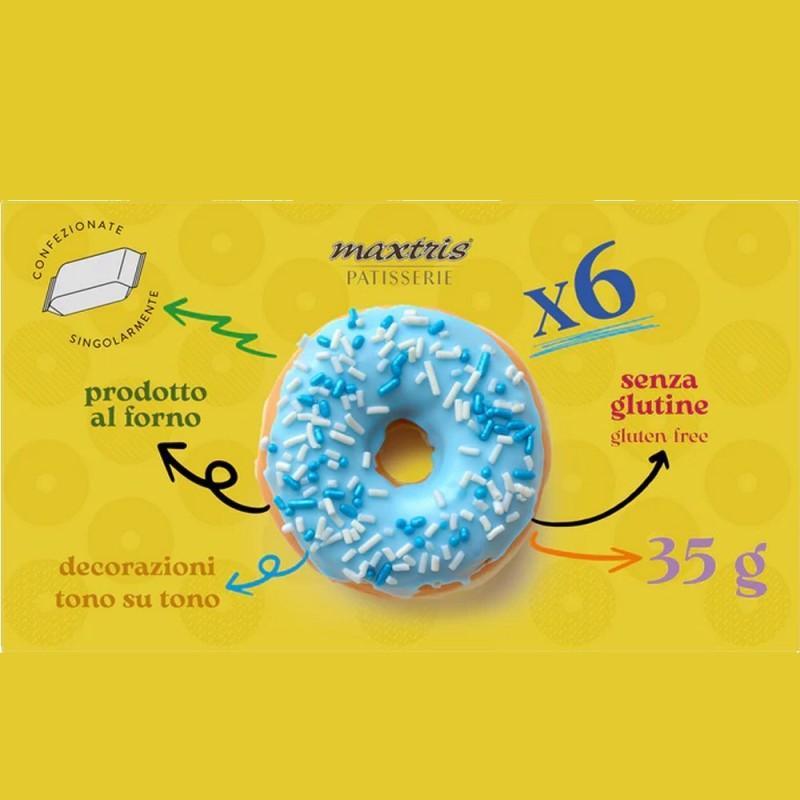 maxtris donuts vaniglia con glassa celeste - 6 pz