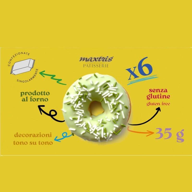 maxtris donuts pistacchio con glassa verde - 6 pz