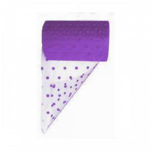 Tulle pois lavanda - 12,5 cm x 25 mt