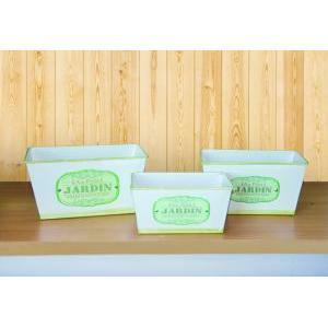 Ciotola latta rett. jardin set 3pz h.12 l.23x14 - green