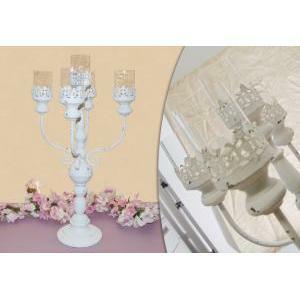 Candelabro in metallo con vetri cm 70 - bianco