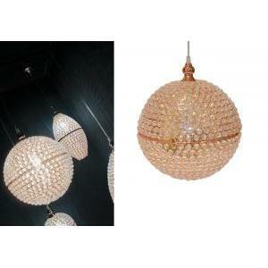 Lampadario sfera con cristalli d.30 cm - oro rosa