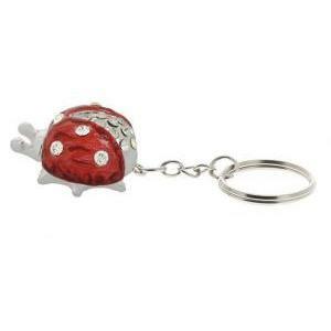 Portachiavi coccinella resina e strass 25x35mm - rosso