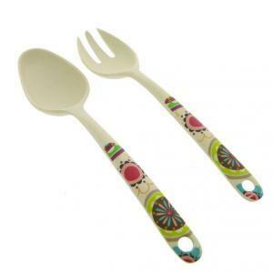 Set insalata bamboo colorato con fiala e astuccio - 24 cm