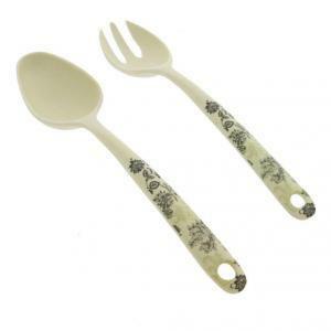 Set insalata bamboo floreale con fiala e astuccio - 24 cm