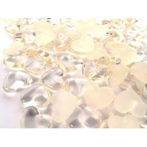 Cuori in plastica champagne lucidi/opachi - 23 mm x 70 pz